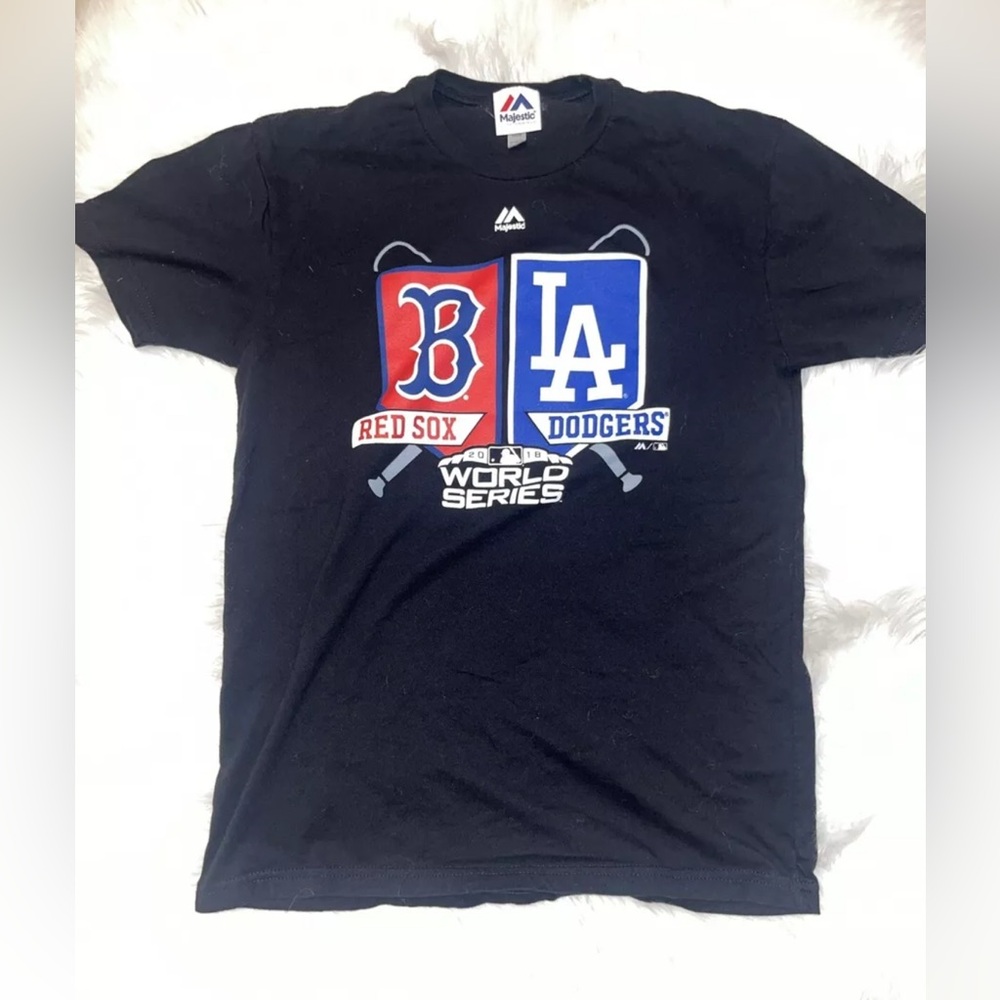 MLB 2018 World Series Men’s T-Shirt Sz M Boston Red Sox-LA Dodgers Majestic